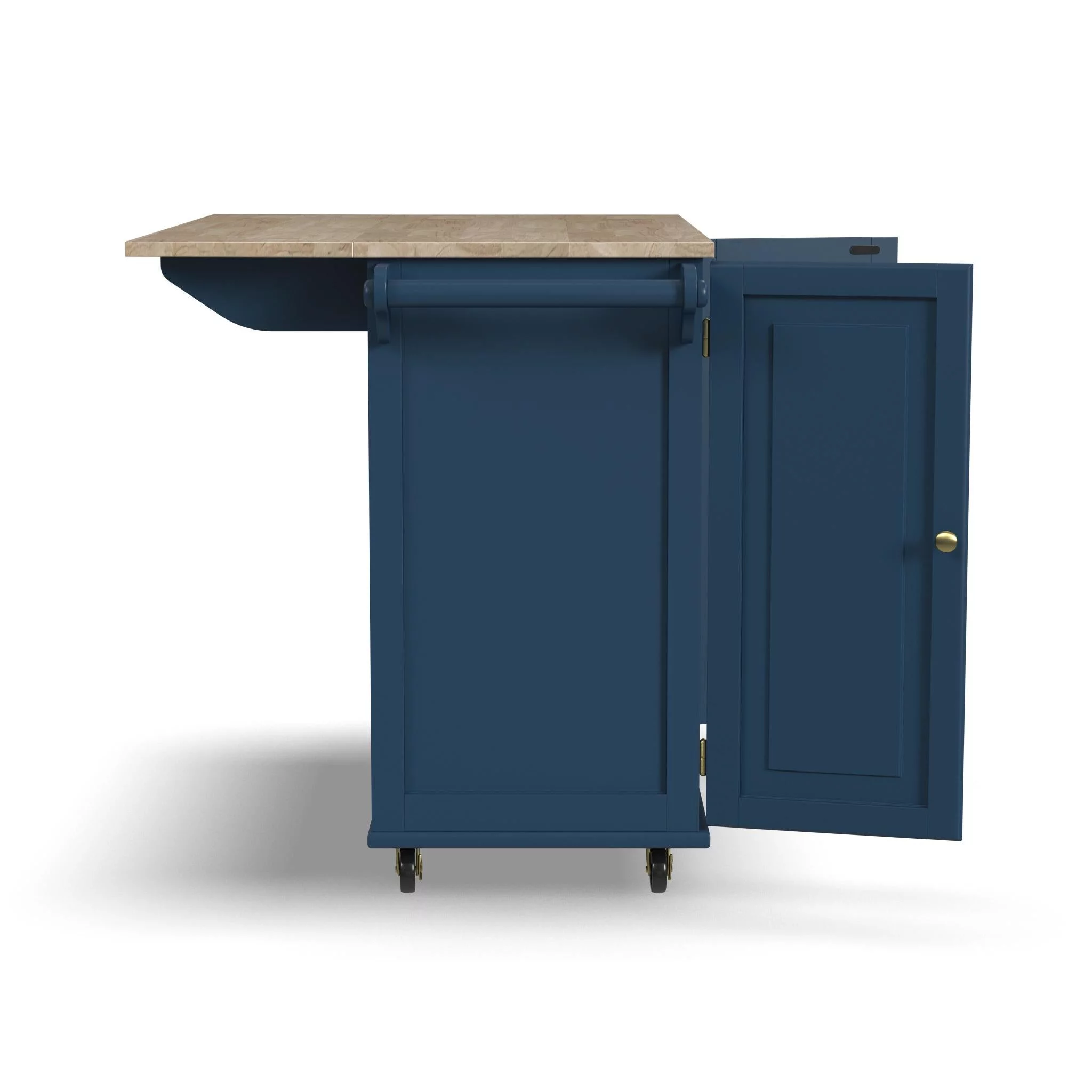 Homestyles Dolly Madison Traditional Engineered Wood Kitchen Cart in Blue/Brass
