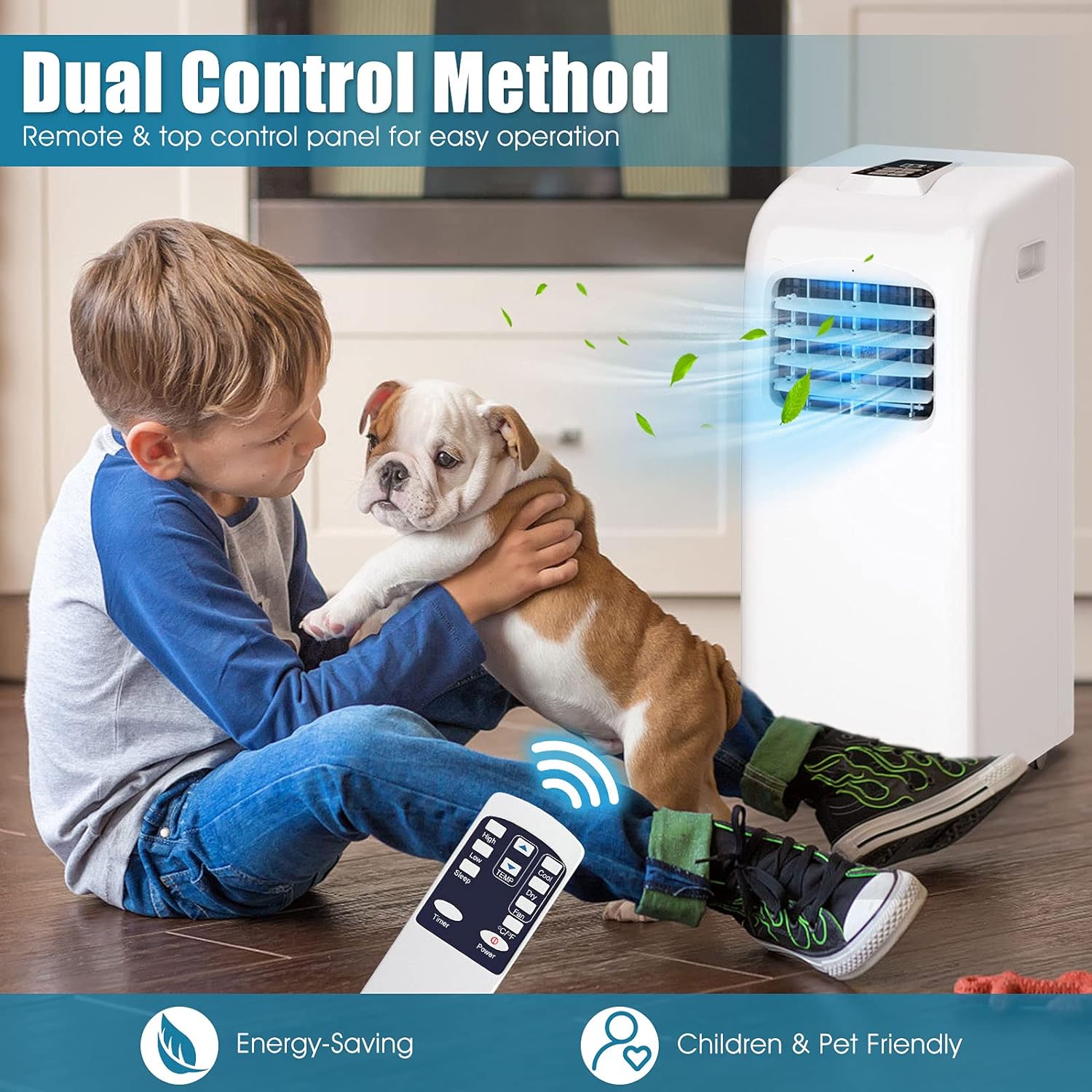 DORTALA 8000 BTU Portable Air Conditioner, AC Cooling Unit with Remote Control, Dehumidifier, 24H Timer, Window Kit, Cool Rooms Up to 400 Sq.Ft