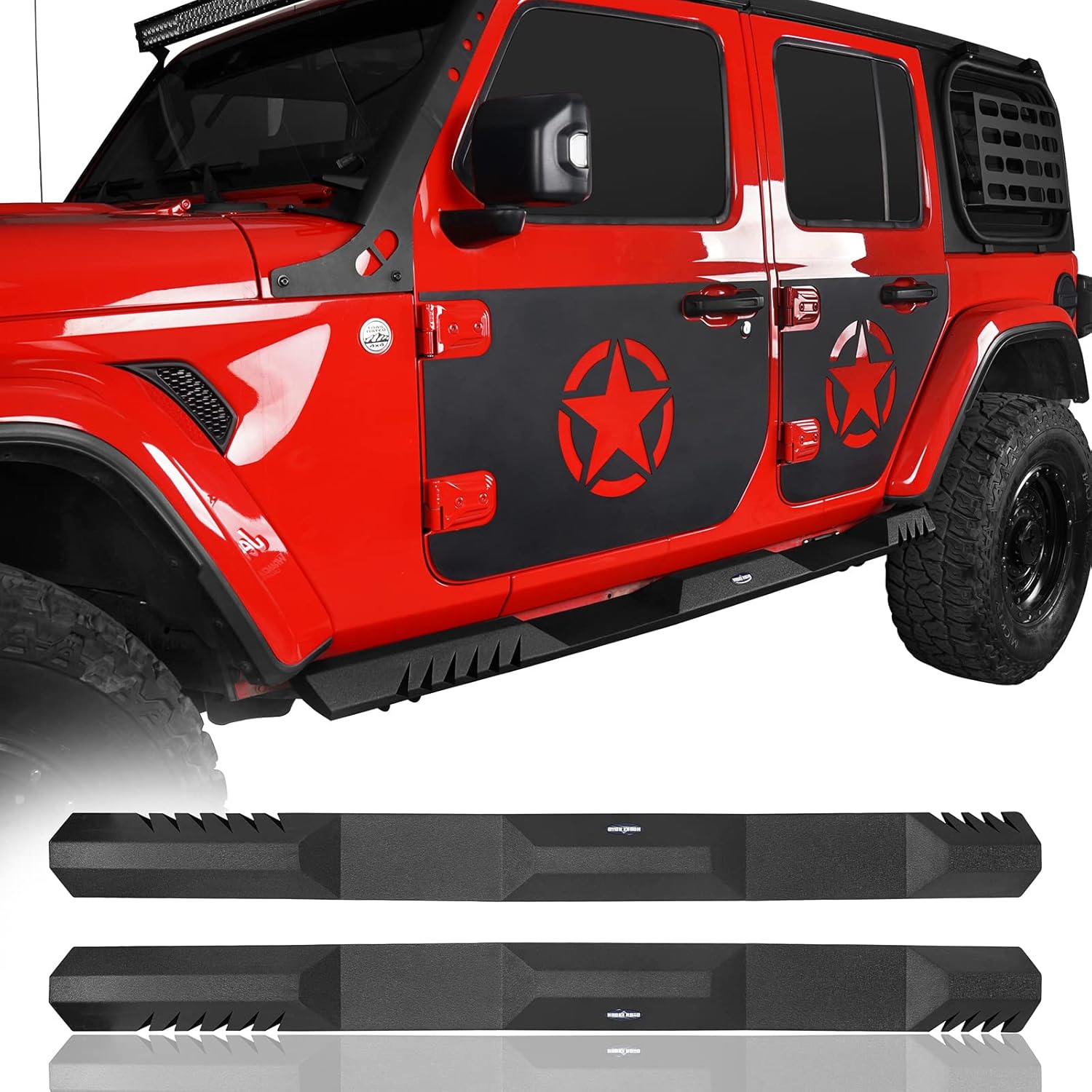 V8 GOD Wrangler JLU Side Step Running Board Rock Slider Side Rail for Jeep Wrangler JL Unlimited 2018 2019 2020 2021 2022 4-Door (Driver and