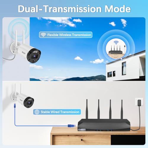 【90ft Super Night Vision】 5MP Outdoor Wireless Security Camera System, Wireless Cameras for Home Security, Home Video Security Cameras
