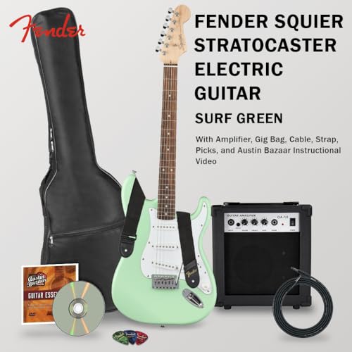 Fender Squier Stratocaster - Torino Red Bundle with Amplifier, Gig Bag, Strap, Instrument Cable, Picks, and Austin Bazaar Instructional DVD