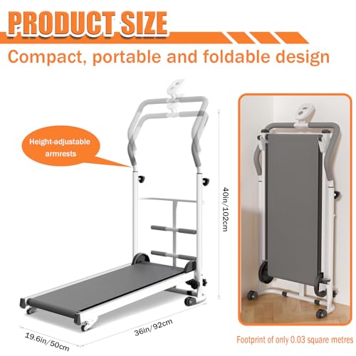 Foldable Treadmill for Kids & Adults, Self-Propelled Indoor Exercise Machine with LED Display, Adjustable Handrail & Incline