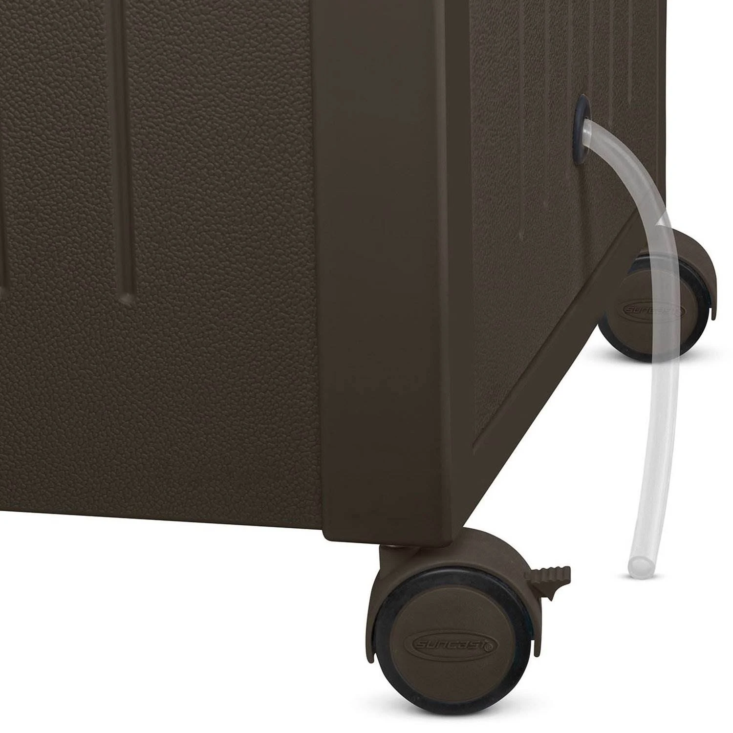 Suncast 77 Quart Resin Wicker Patio Cooler with Cabinet and Wire Basket, Java