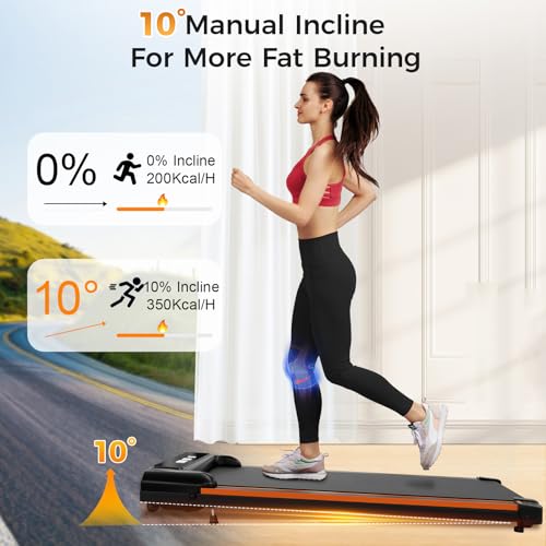 GORISE Walking Pad, Under Desk Treadmills for Home, Walking Pad with Incline, Treadmills with Remote Control APP LED Display