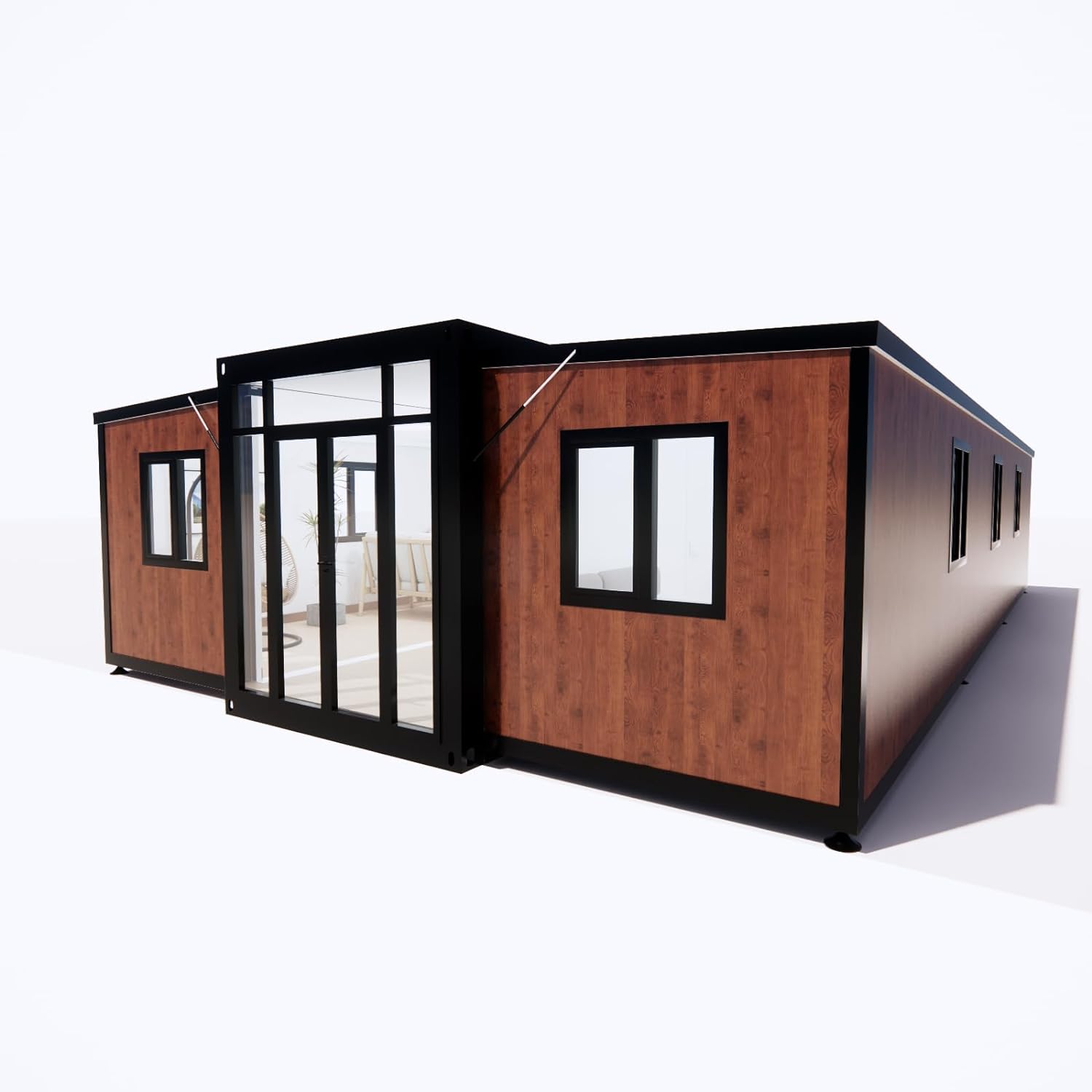40FT Tiny House to Live in,Portable Prefab House with 3 Bedroom,1 Full Equiped Bathroom and Kitchen,Prefabricated Container House for Adults Living