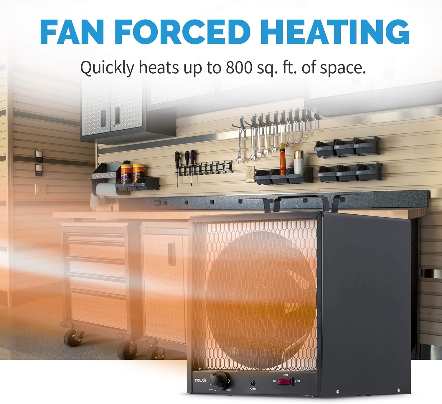 NewAir Portable Heater (240V) Portable Electric Garage Heater Heats Up to 600 sq. ft. with 6-Foot Cord Wrap and Carrying Handle | 5600 Watt Portable