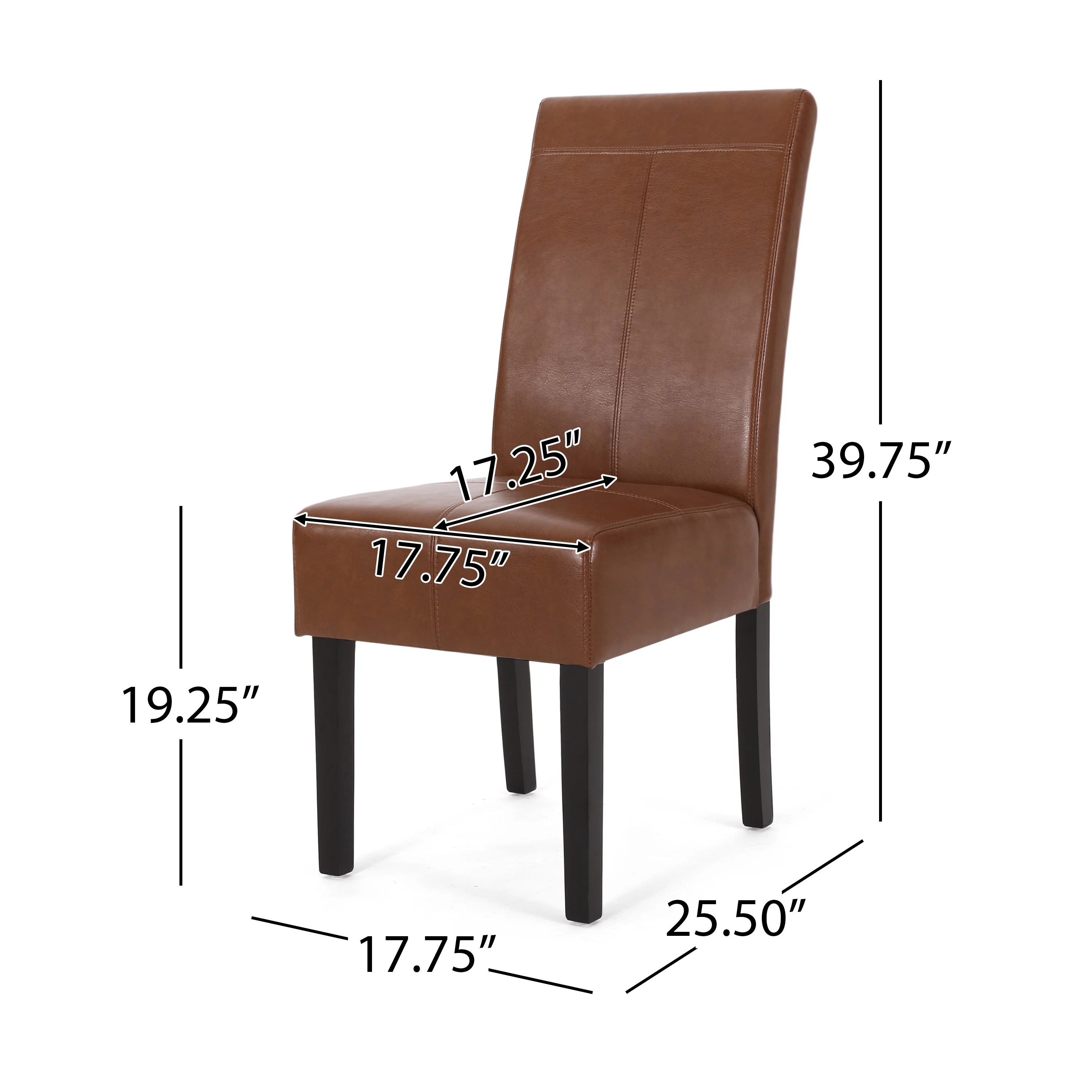 GDF Studio Percival Contemporary T-Stitch Dining Chairs, Set of 4, Cognac Brown Faux Leather and Espresso