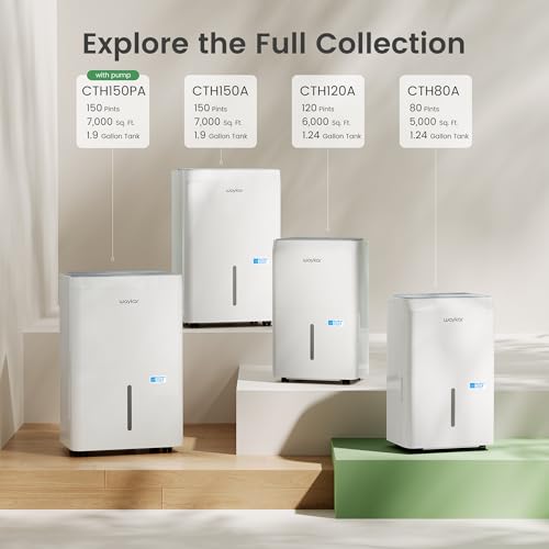 Waykar 80 Pint Energy Star Dehumidifier for Home, Basement, Large Rooms up to 5,000 Sq. Ft. - Auto Defrost, Ultra Quiet(40 dB), Auto Comfort Mode