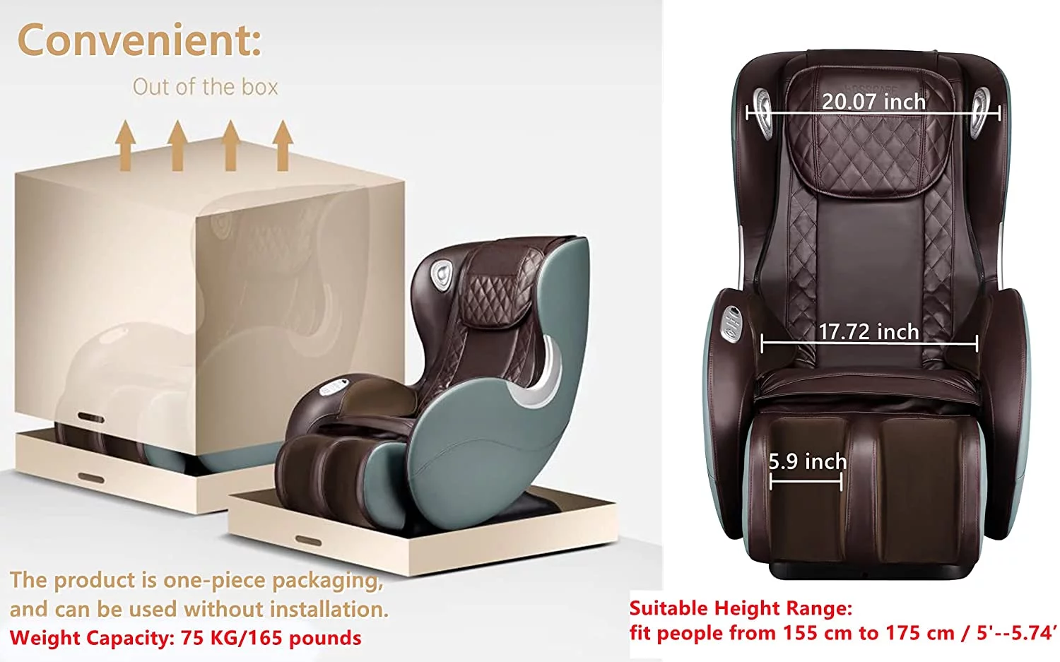 BOSSCARE Massage Chairs SL Track Full Body Zero Gravity Shiatsu Recliner whit Bluetooth Speaker Light Grey