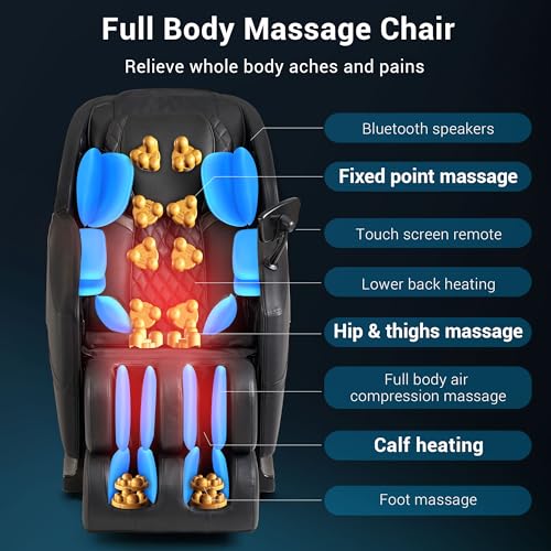 Massage Chair, 14 Massage Points Full Body Massage Chair, Zero Gravity Extra Large Shiatsu Recliner w/Lumbar & Calf Heating, 20 Auto Modes