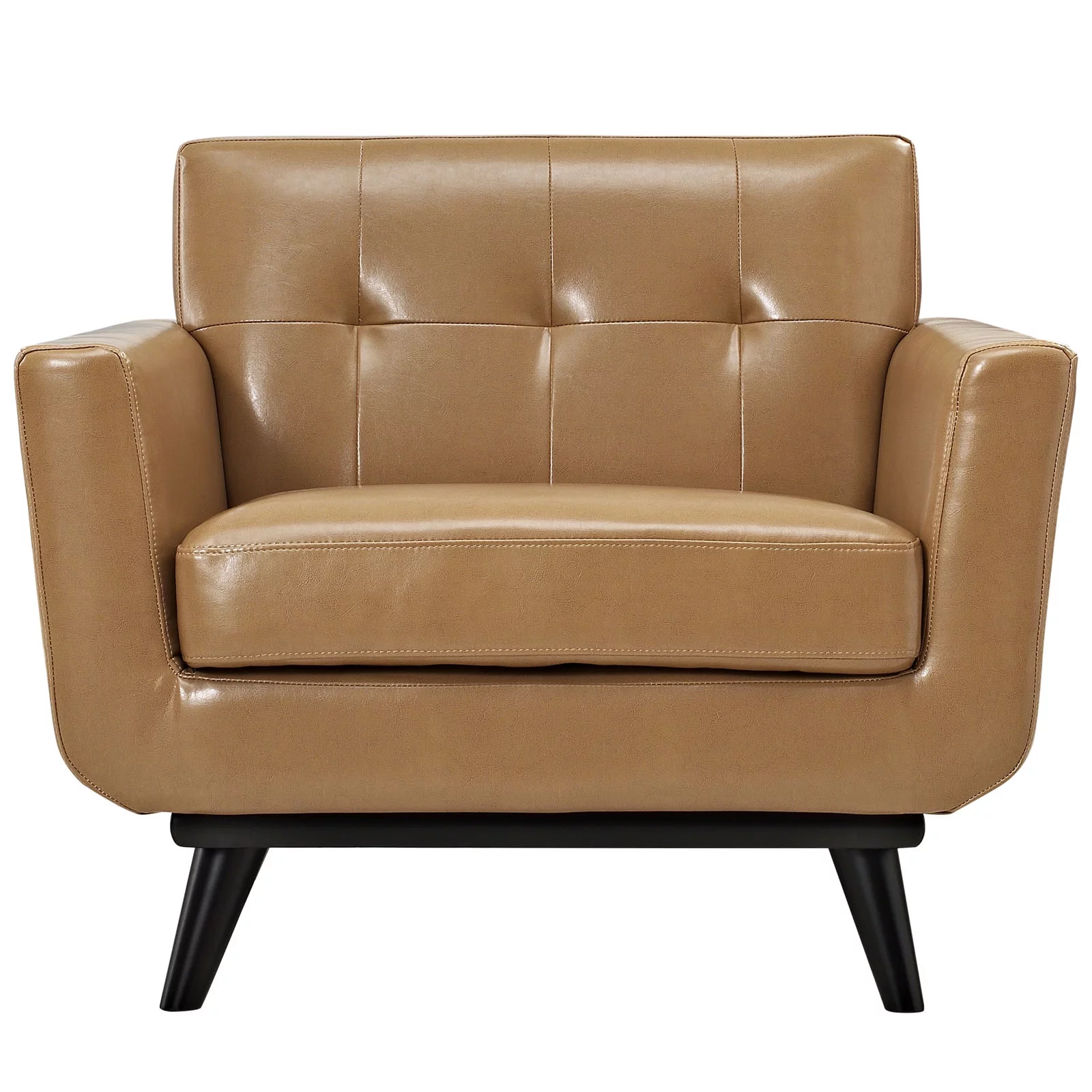 Modway Engage Leather Sofa Set in Tan