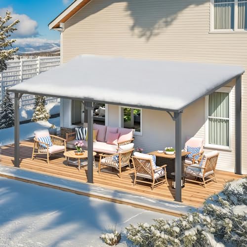 AECOJOY 10&rsquo; x 10&rsquo; Gazebo, Wall Mounted Gazebos Pergola on Clearance, Outdoor Patio Lean to Gazebo Awnings for Deck, Porch