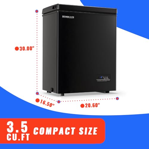 DEMULLER Mini Deep Freezer Top Open Door Compact Freezer Chest Freezer with Removable Storage Basket