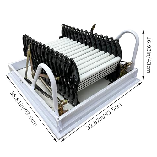 TECHTONGDA Attic Ladder 13 Steps Attic Stairs Pull Down Attic Loft Stair Telescoping Attic Access Ladder Ceiling Mounted Folding Ladder Attic Steps