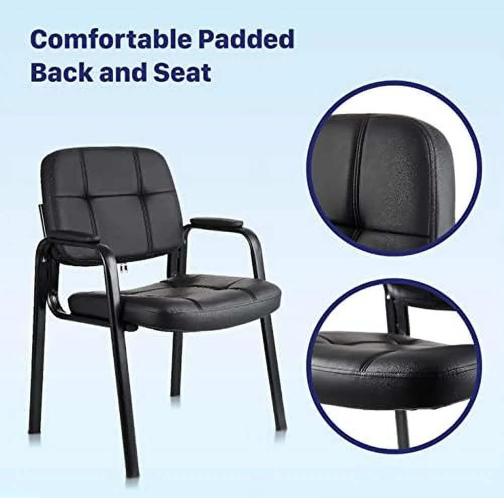 Office Reception Guest Chair with Bonded Leather Padded Arm Rest JOMA Guest Chair for Waiting Room Conference Desk Black 4 Pack