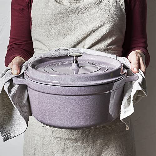 STAUB Cast Iron Dutch Oven 5.5-qt Round Cocotte, Made in France, Serves 5-6, Black Matte