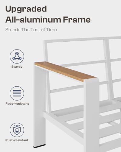 Aluminum Outdoor Patio Furniture Set with Coffee Table, 4 Piece Patio Conversation Sets with Washable Thick Cushions
