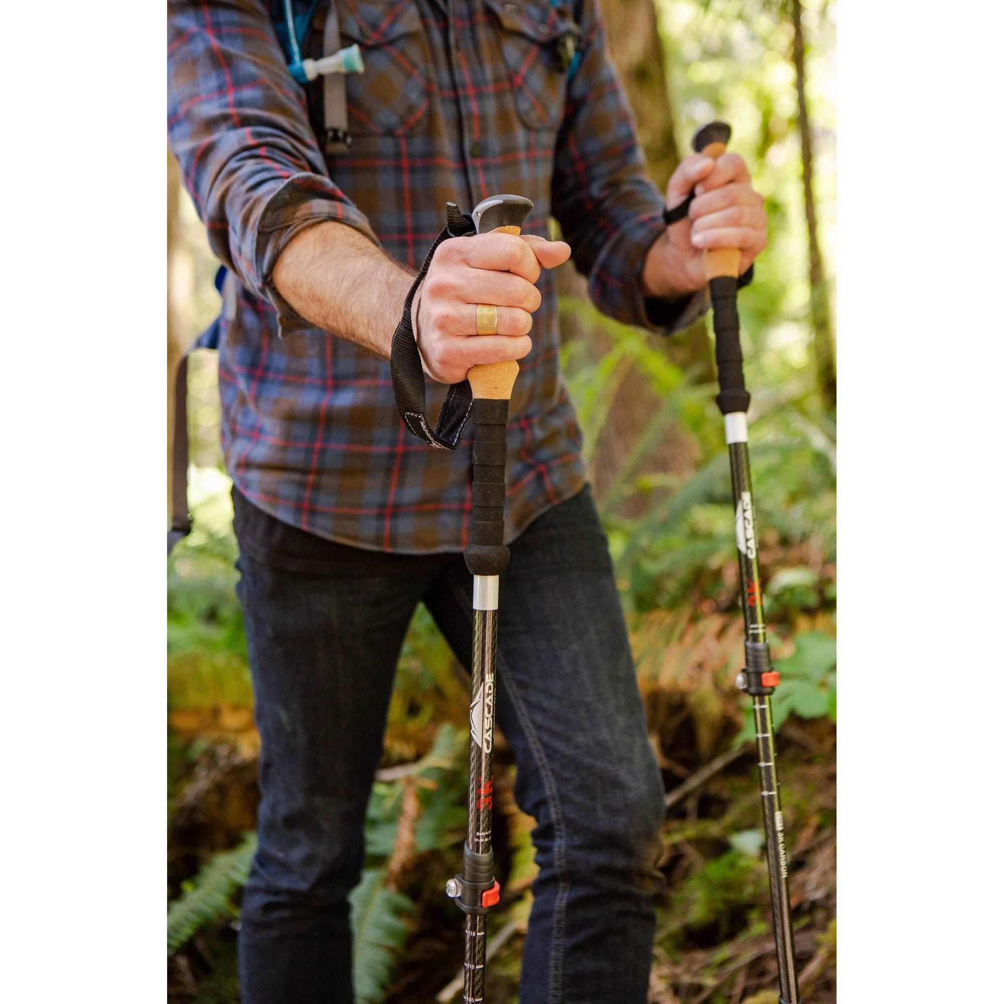 Cascade Mountain Tech 3K Carbon Fiber Trekking Poles Ultralight with Cork Grip