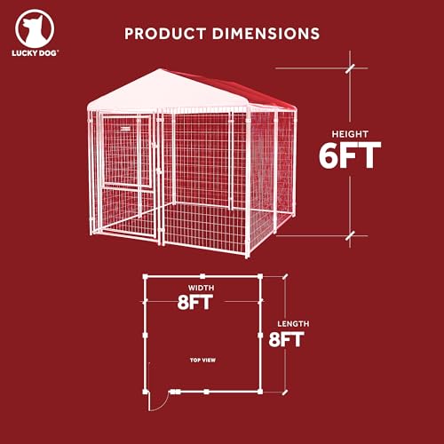 Stay Series 4 by 4 by 4.3 Feet Studio Jr. Black Powder Coat Steel Frame Outdoor Dog Kennel with Waterproof Canopy Roof and Gate Door, Khaki