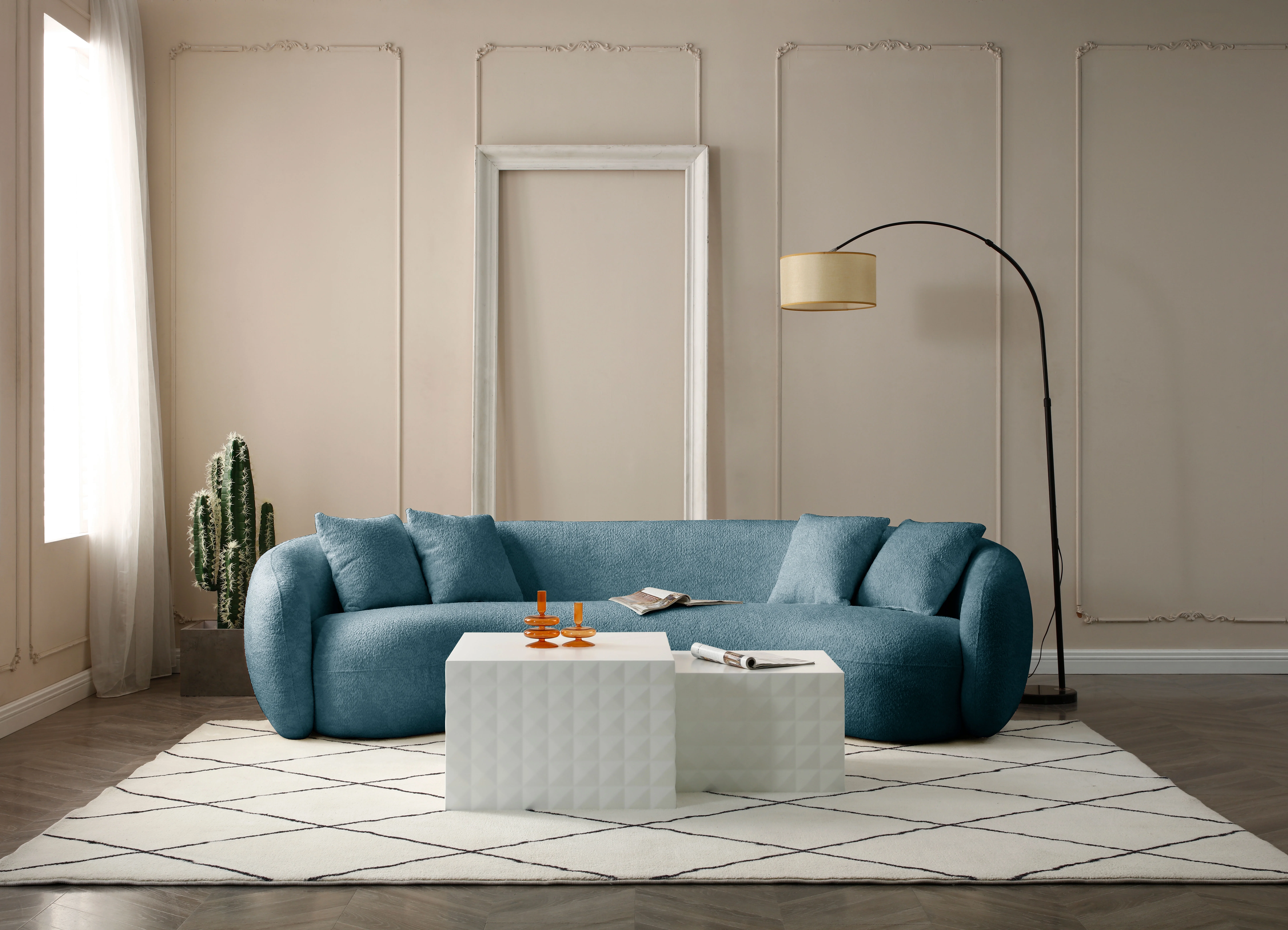 kevinplus 101'' Boucle Curved Sofa Couch for Living Room