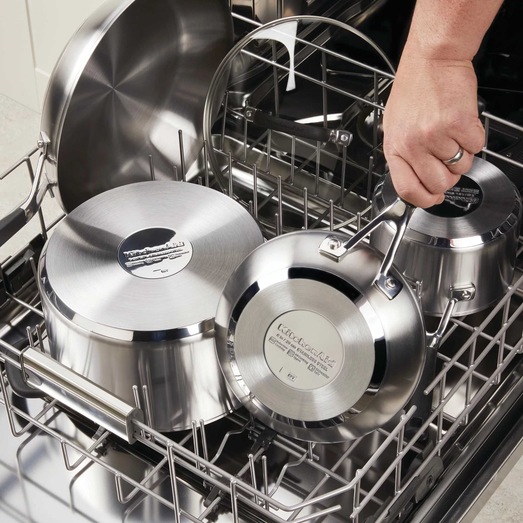 KitchenAid 10 Pieces Brushed Stainless Steel Cookware Set