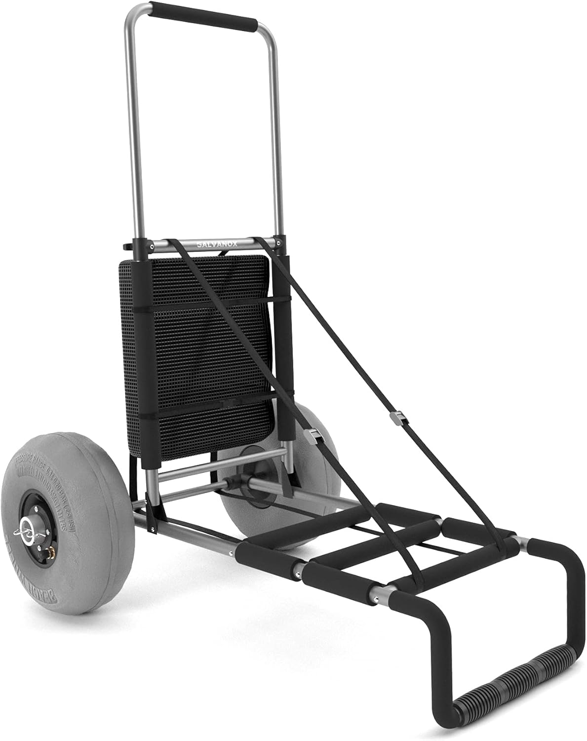 Galvanox Sand-Warrior Beach Cart with Big Sand Wheels - Beach Wagon with Large 8 Pneumatic Balloon Wheels & Tires, Compact Fold-Flat Design