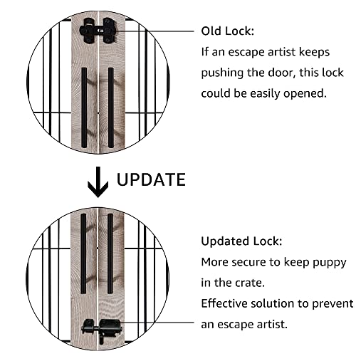 beeNbkks Furniture Style Dog Crate End Table, Double Doors Wooden Wire Dog Kennel with Pet Bed, Decorative Pet Crate Dog House Indoor Medium Large