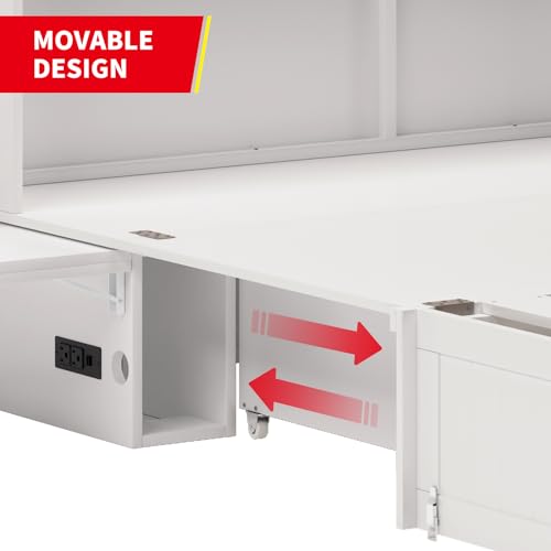 PUREMIND Queen Murphy Bed Cabinet with Mattress Included, Murphy Chest Bed with Storage, Murphys Cube Cabinet Beds with USB Charging Station