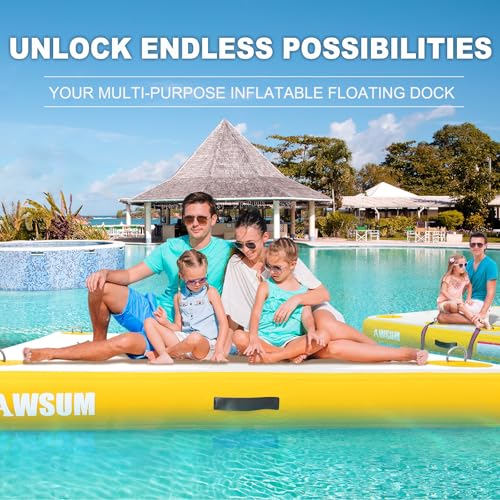 AWSUM Inflatable Floating Dock Air Dock Platform Floating Island Raft with None-Slip Surface for Pool Beach Ocean