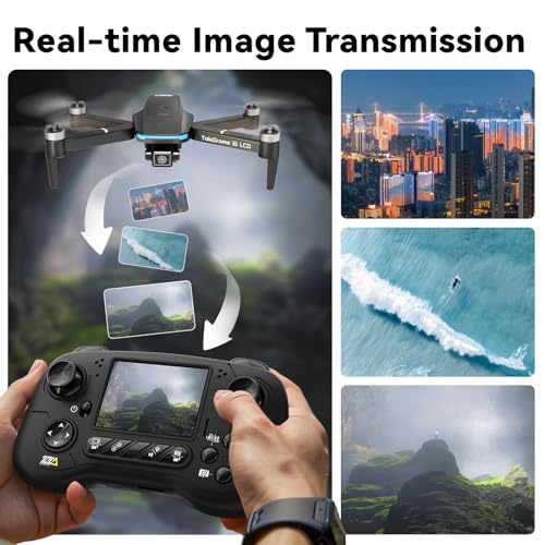 TD31LCD Drone with Camera for Adults, Drones with LCD Screen Remote Control, Real-time Transmission, Brushless Motor, Fine Tuning Function