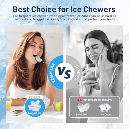 Nugget Countertop Ice Maker with Soft Chewable Ice 40Lbs, Pebble Sonic Ice Machine with Basket and Scoop, Ready in 5 Mins, 40Lbs/24H