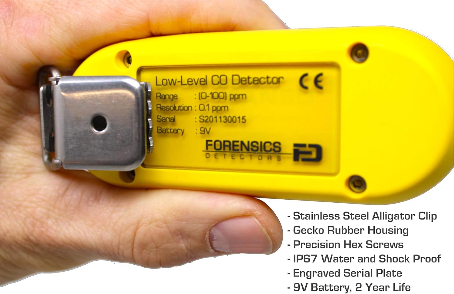 CO Meter by Forensics | Sensitive 0.1ppm Resolution | USA NIST Calibration | Scuba, Inspectors, Air Quality | 3 Year Sensor | 2 Year Battery |