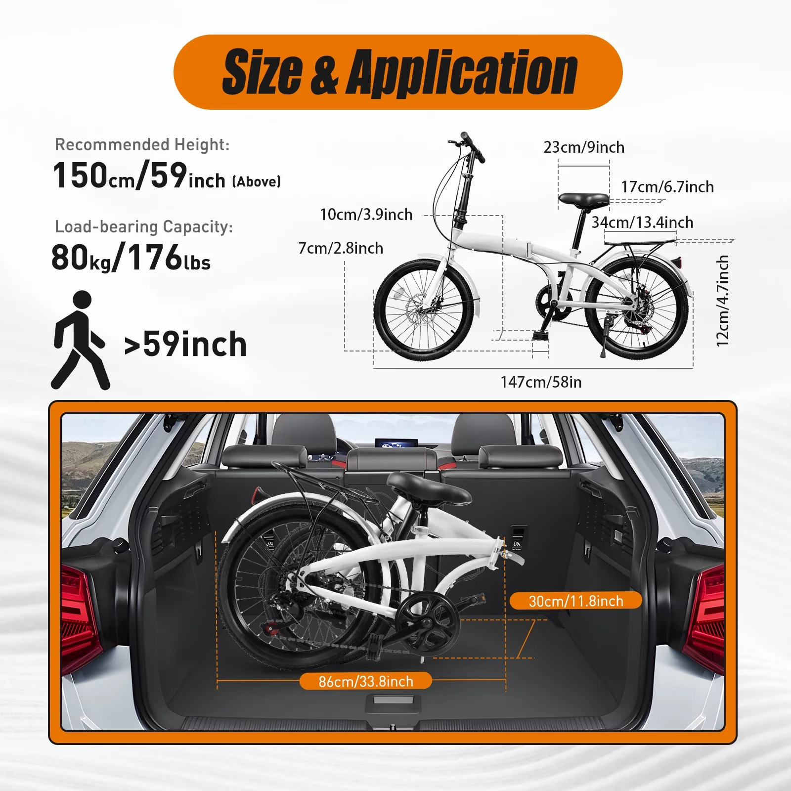 20-inch Wheels 7 Speed Folding Bike Compact High Carbon Steel Urban Commuter Bicycle for Unisex Adult White Streamline - Radiant Selections