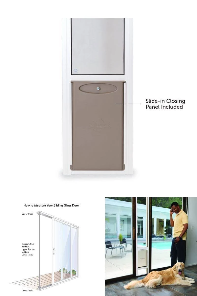 PetSafe Patio Pet Door Panel Cat Dog Aluminum Frame Sliding Glass Flap Fits Medium White