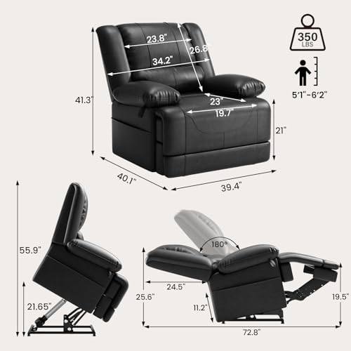 Large Dual Motor Power Lift Recliner Chair with Massage and Heat for Elderly People, Infinite Position,USB Ports and Remote Control