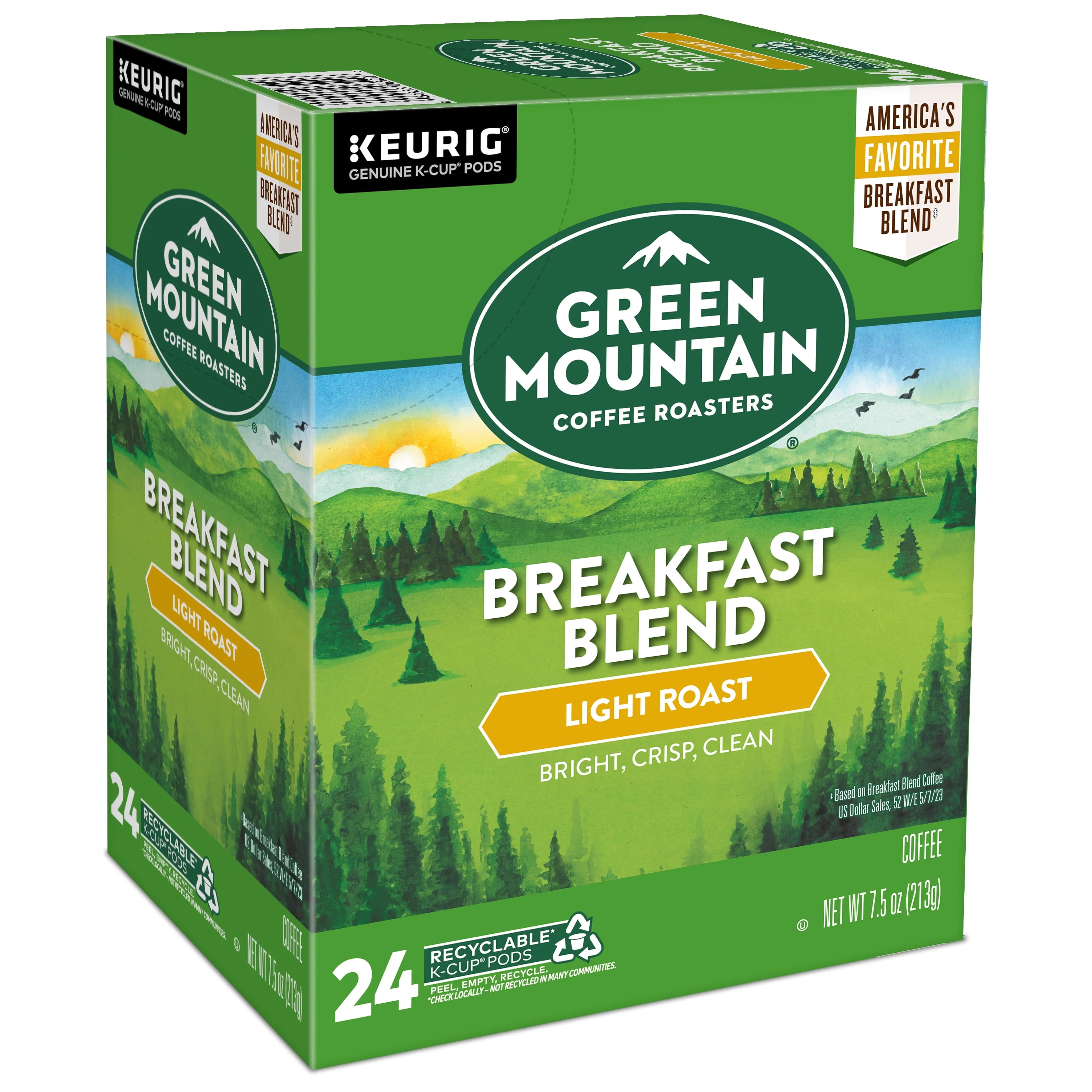 Green Mountain Coffee Roasters, Breakfast Blend Light Roast K-Cup Coffee Pods, 24 Count