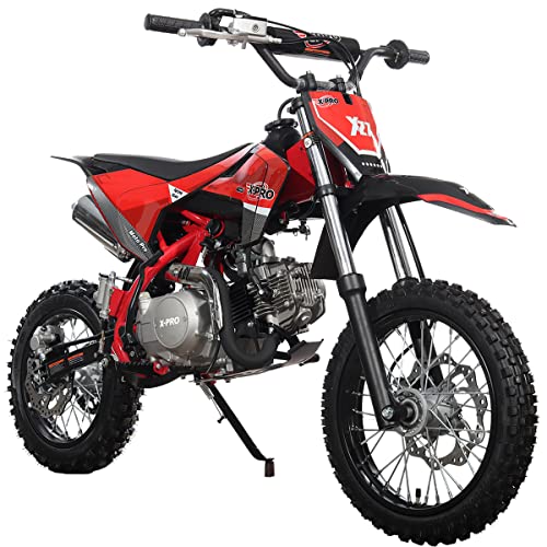 X-PRO X27 125cc Dirt Bike with 4-Speed Semi-Automatic Transmission, Kick Start, Big 14"/12" Tires! Cradle Type Steel Tube Frame! (Black)