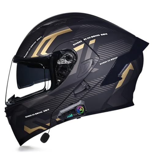 Adults Bluetooth Motorcycle Helmet Full Face Sun Visors Modular Helmets Flip up Motorbike Sport Offroad Mountain Lightweight Helmet for Men Women