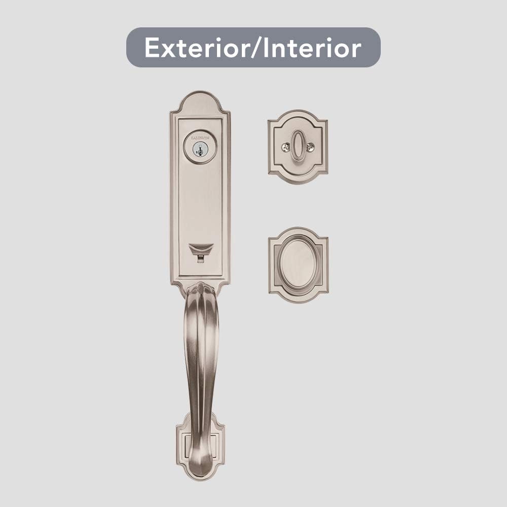 Baldwin Avendale Single Cylinder Front Door Handleset Featuring SmartKey Security in Satin Nickel