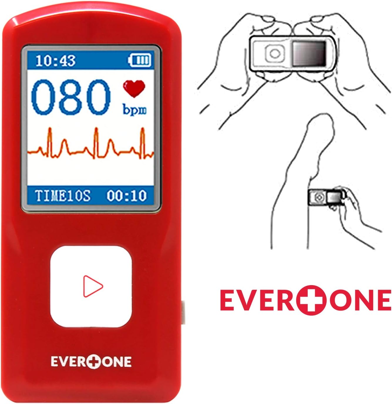 EVOPM10 Portable Bluetooth ECG/EKG Monitor, Compatible with iOS/Android, Windows 7/8/10, Track Heart Rate & Heart Rhythm Performance, App Included