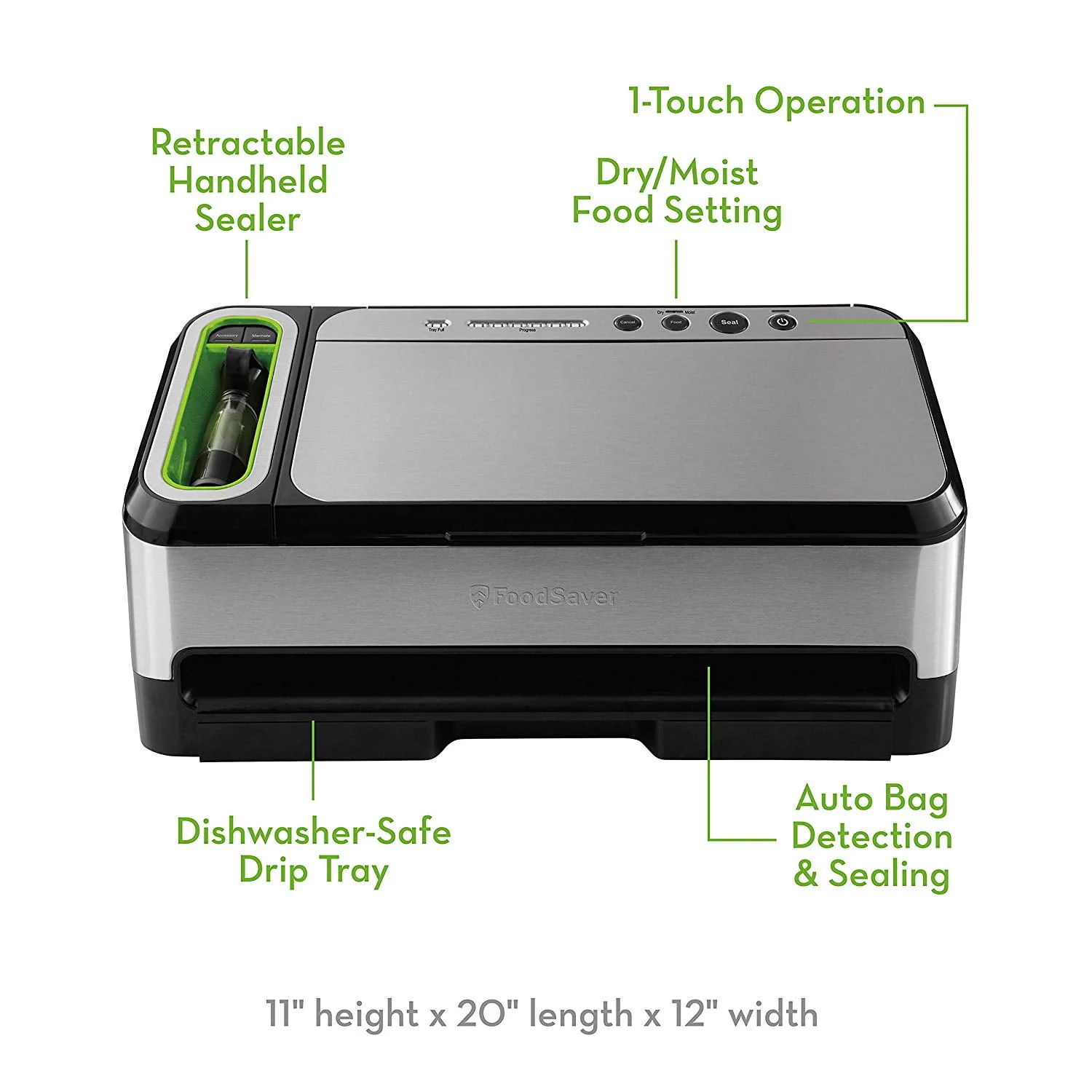 FoodSaver 4840 2-in-1 Automatic Vacuum Sealing System with Bonus Built-in Retractable Handheld Sealer, Starter Kit, Heat-Seal and Zipper Bags