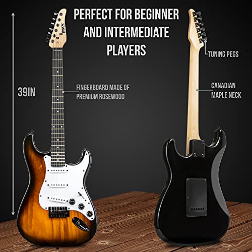 LyxPro Electric Guitar 39" inch Complete Beginner Starter kit Full Size with 20w Amp, Package Includes All Accessories, Digital Tuner, Strings, Picks
