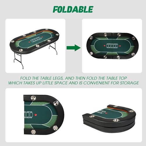 Premium 84" Poker Table Foldable with Chips Tray