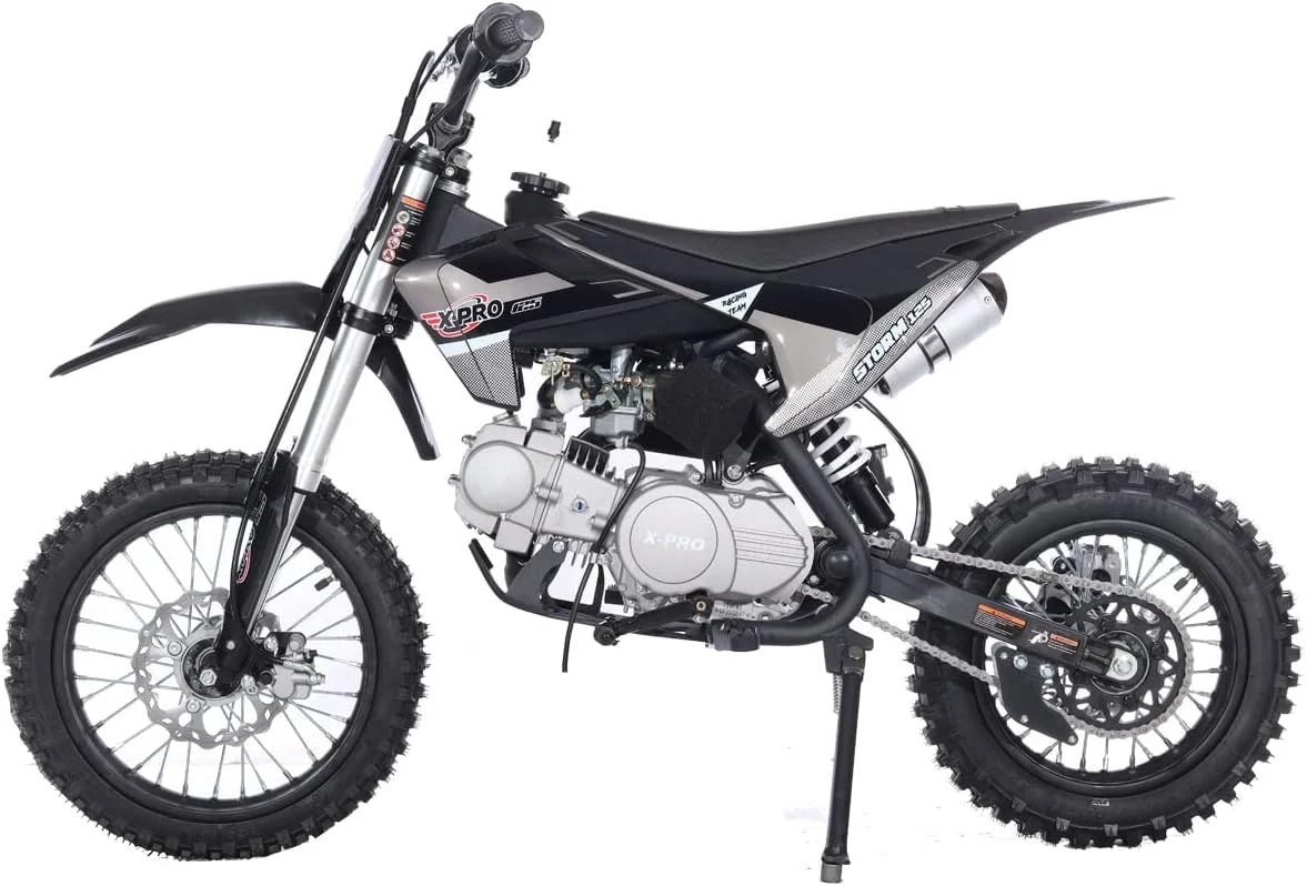 X-Pro Brand New Storm 125cc Dirt Bike with 4-Speed Semi-Auto Transmission, Kick Start, Big 14"/12" Tires! - Curated Treasures Market