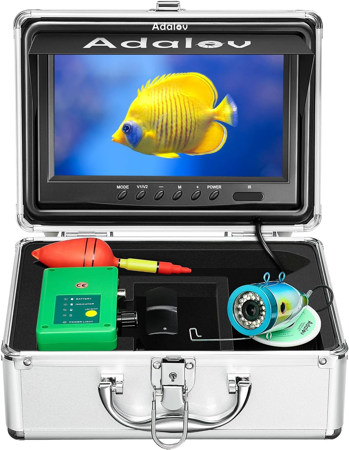 Underwater Fishing Camera, Adalov Portable Fish Finder Camera Waterproof 1000TVL, 7'' LCD Monitor for Ice