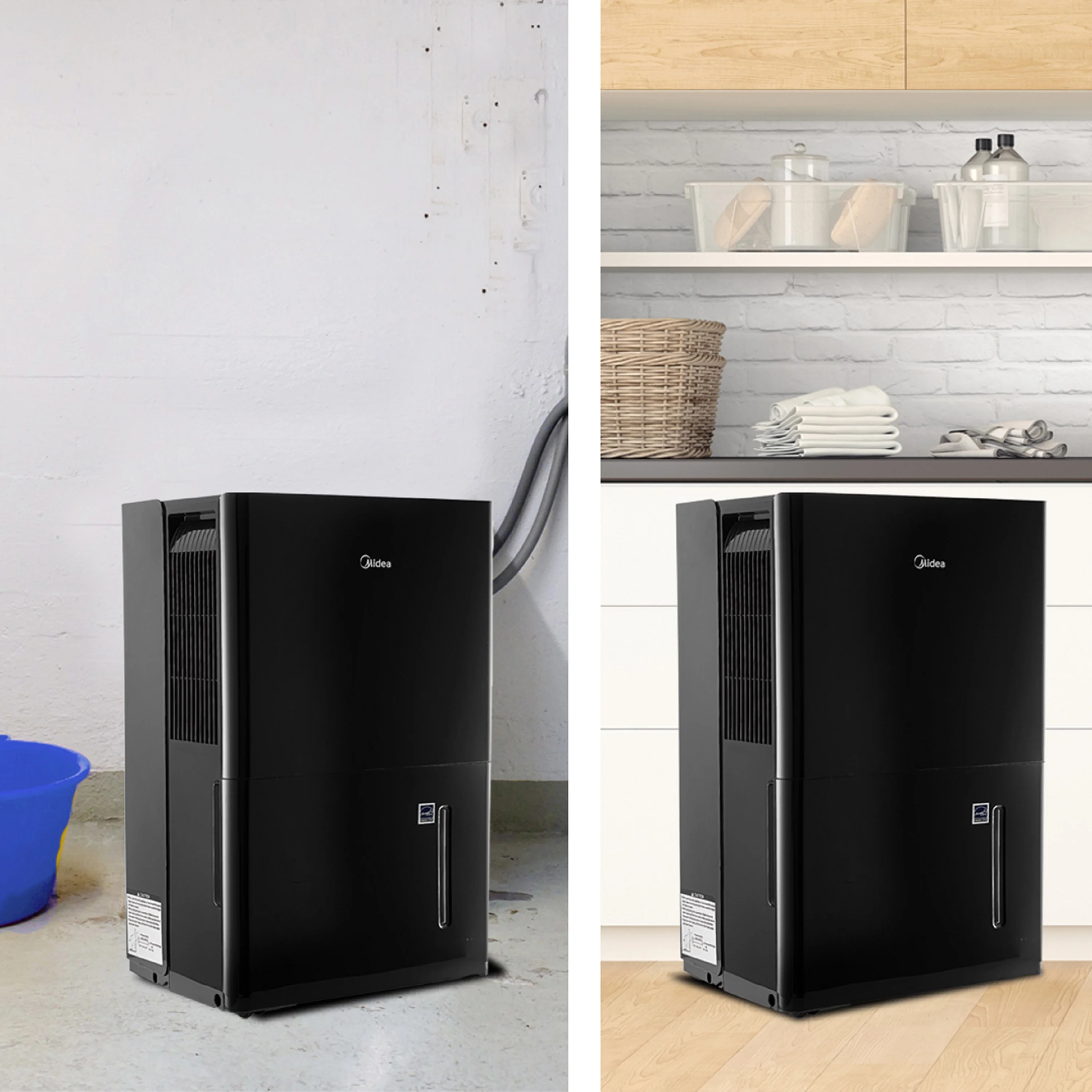 Midea 50-Pint Smart Dehumidifier with Pump - Wet Rooms, Energy Star, Black, MAD50PS1WBL