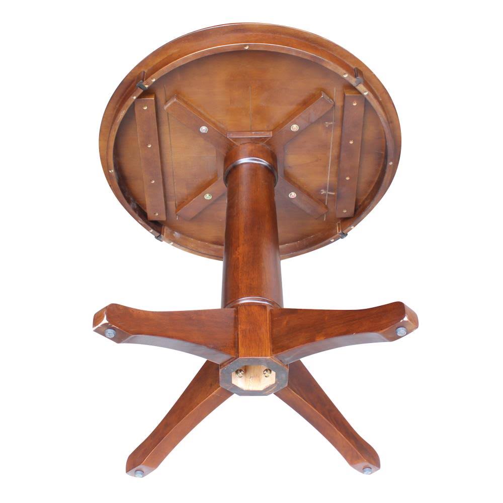 International Concepts 30x22 Round Top Pedestal Table with 2 Chairs, Espresso