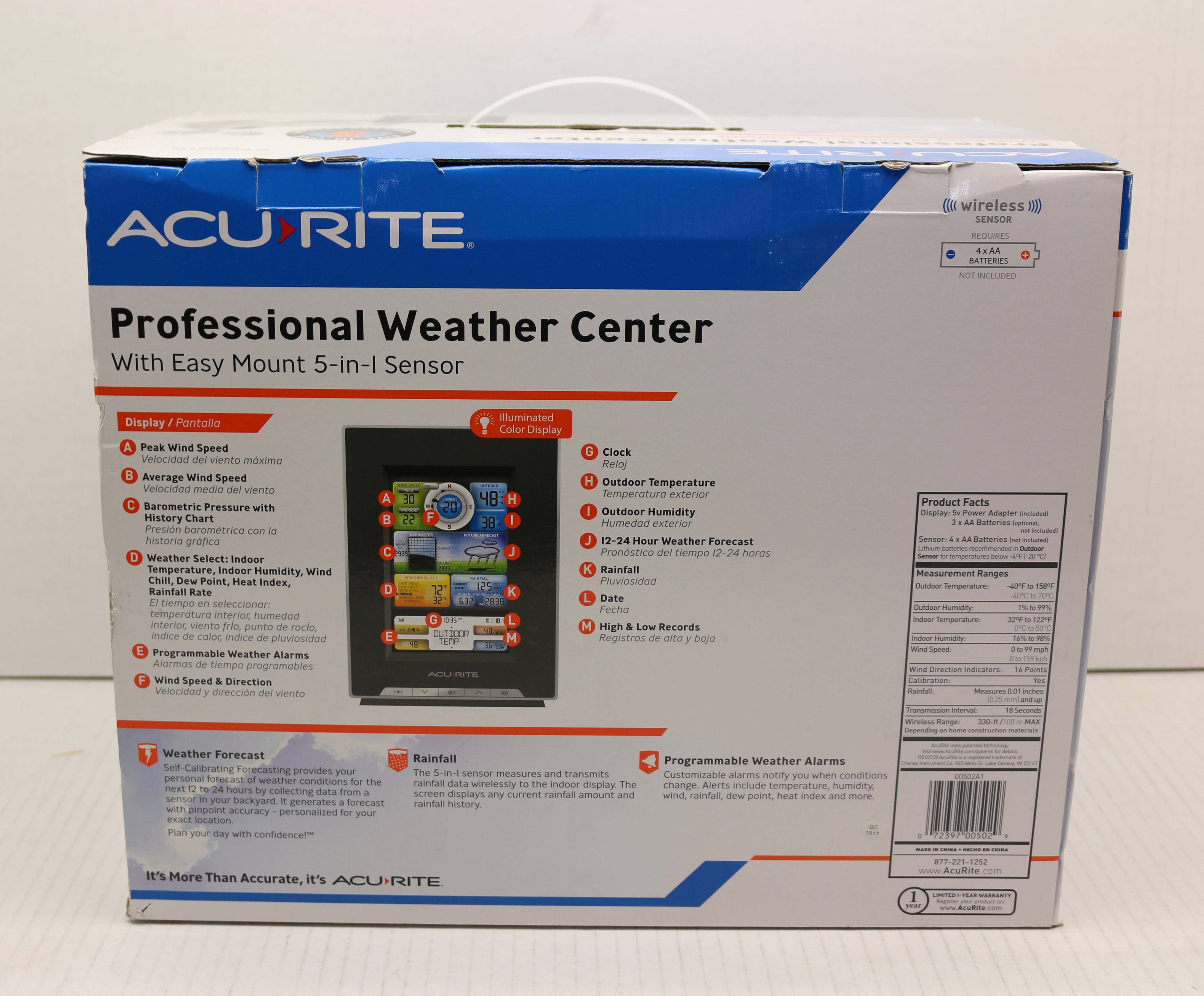 Acurite Professional Weather Center with Easy Mount 5-in-1 Sensor