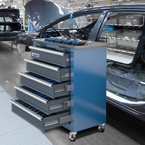 5-Drawer Tool Chest,Rolling Tool Chest on Wheels,Rollin Tool Cabinet with Locking System and Stainless Top, Tool Box with Drawer Liners