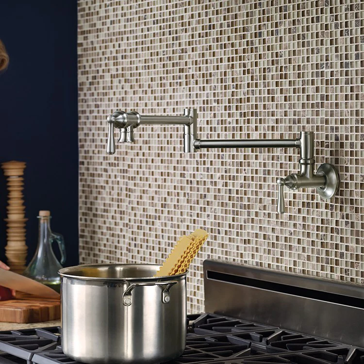 Traditional Two Handle Wall-Mount Pot Filler Faucet
